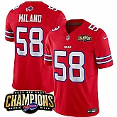 Men & Women & Youth Buffalo Bills #58 Matt Milano Red 2023 F.U.S.E. AFC East Champions Ptach Stitched Jersey,baseball caps,new era cap wholesale,wholesale hats